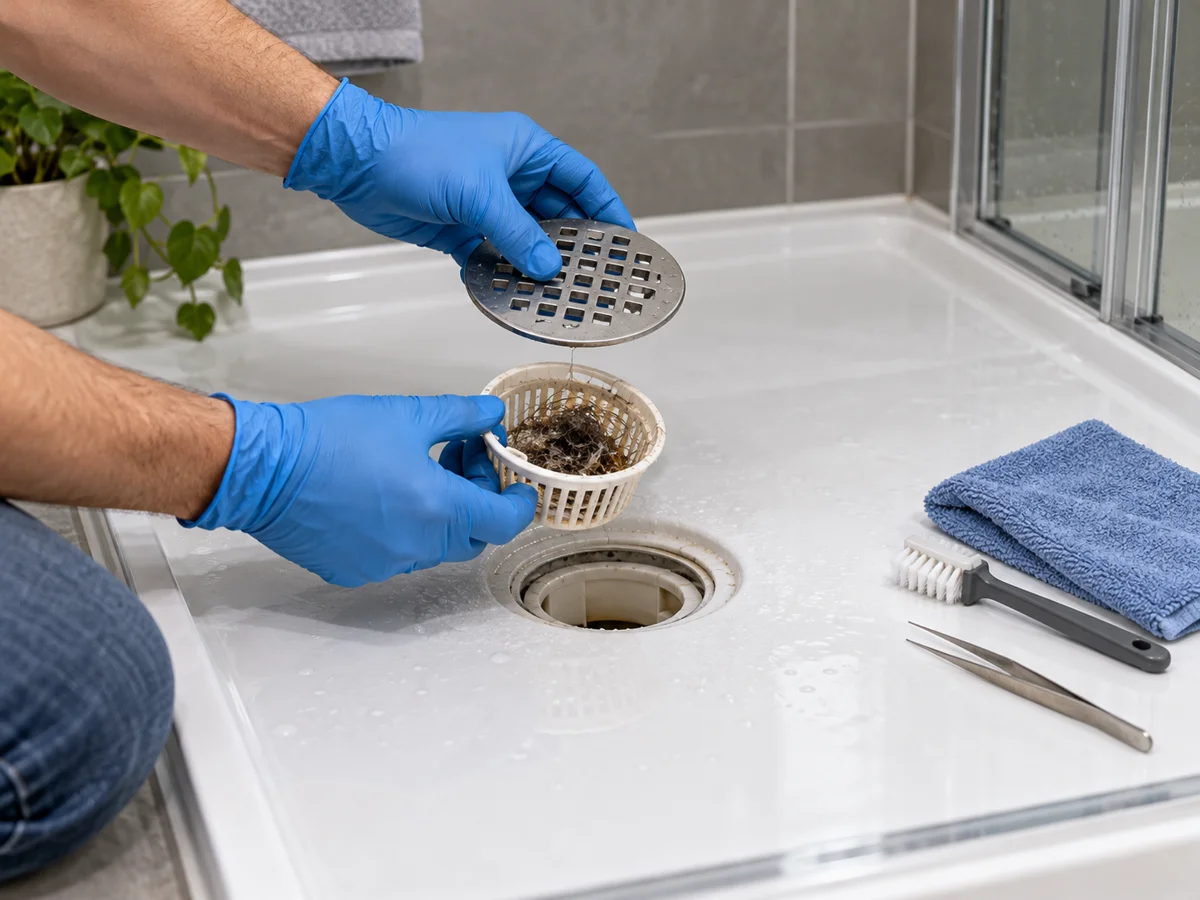 Contrôle de la grille et du panier d’une douche — débouchage à Wavre