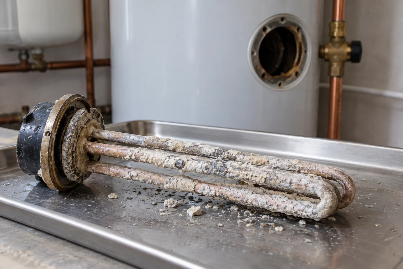 Résistance déposée présentant des dépôts calcaires — détartrage de boiler à Rixensart