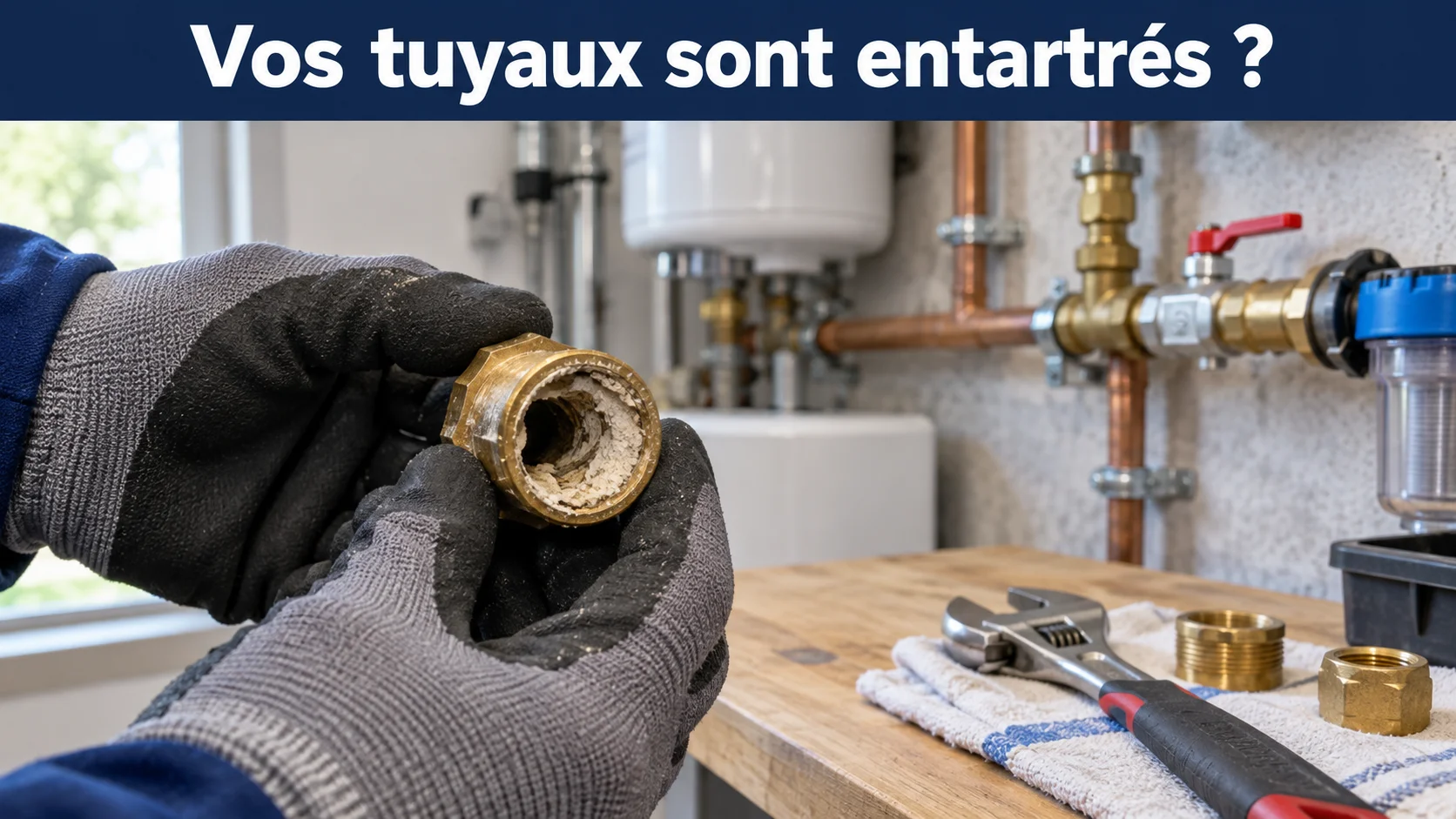 Raccord d’alimentation présentant des dépôts — vos tuyaux sont entartrés ? Détartrage sanitaire à Bruxelles
