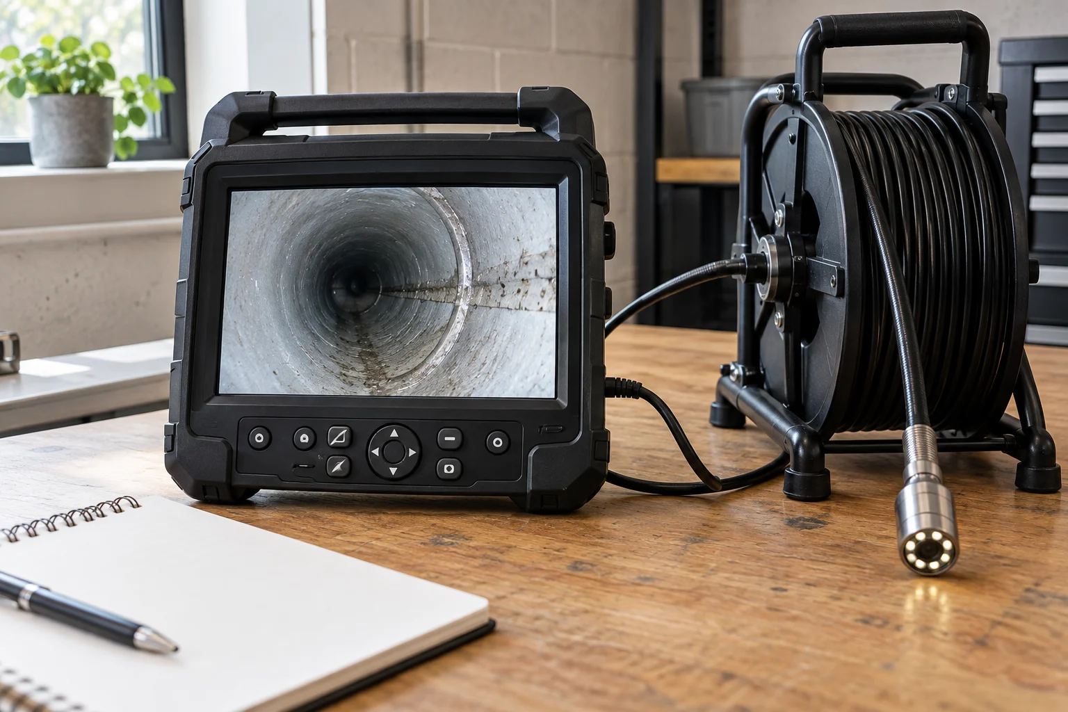 Écran de contrôle montrant l’intérieur d’une canalisation — inspection vidéo à Rixensart