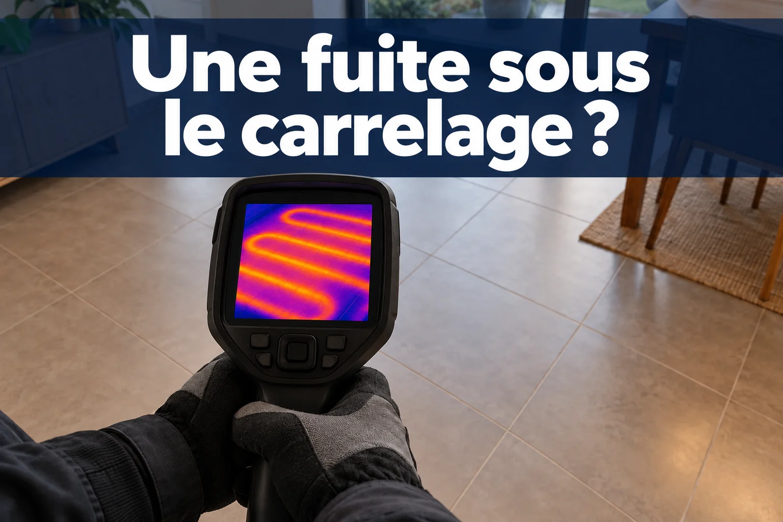 Examen thermique d’un sol carrelé avec des bandes de chaleur sur l’écran — service à Waterloo